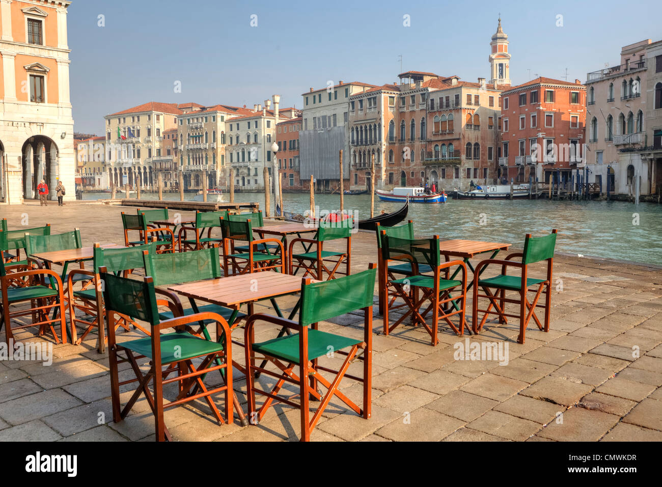 Canal Grande, Street Cafe, Venedig, Veneto, Italien Stockfoto