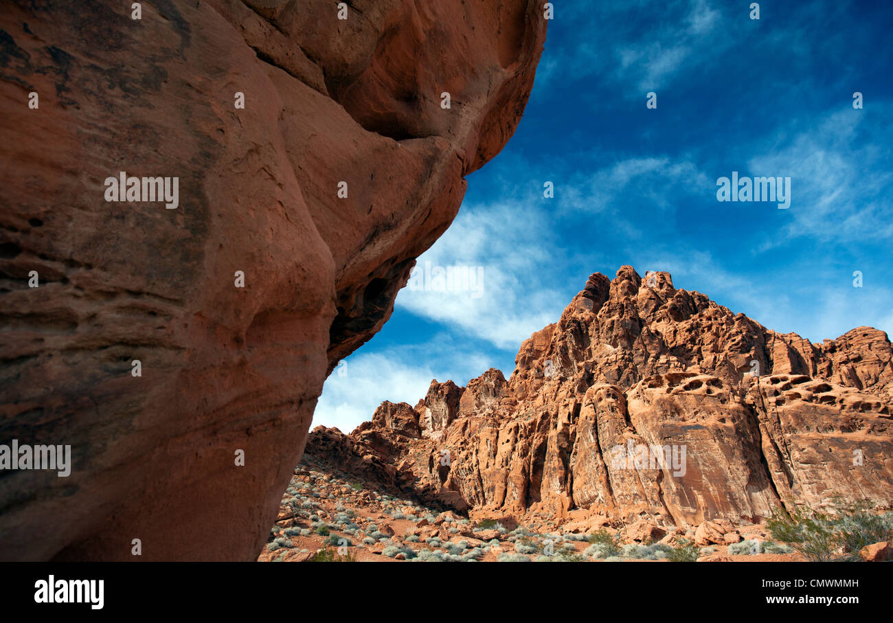 Felsformationen aus Sandstein in Nevadas Valley of Fire Stockfoto