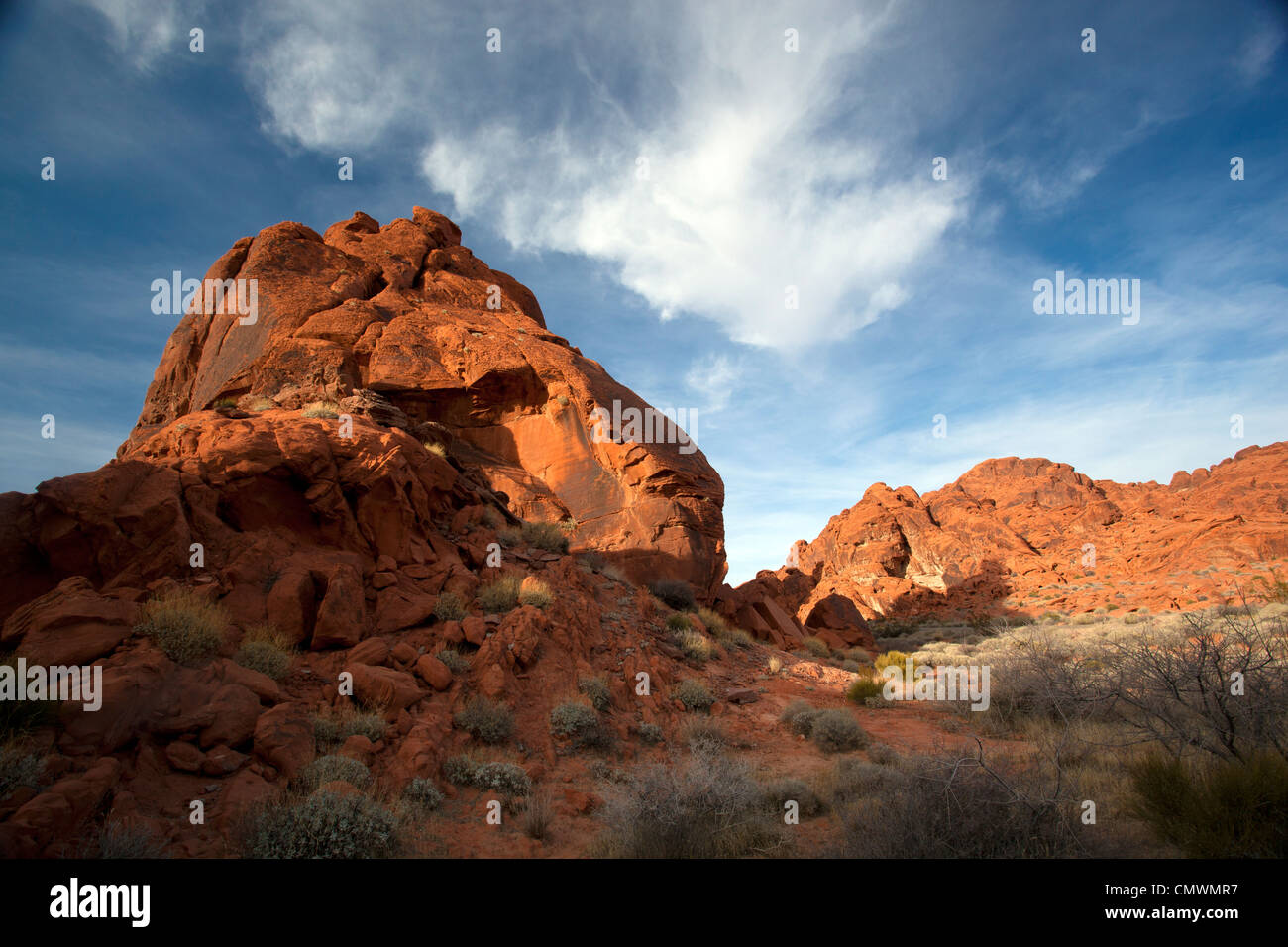 Felsformationen aus Sandstein in Nevadas Valley of Fire Stockfoto