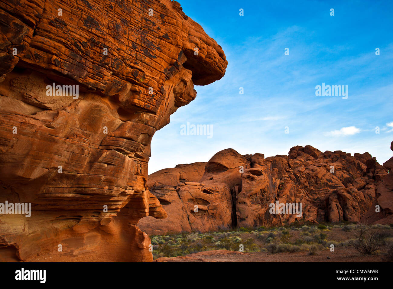 Felsformationen aus Sandstein in Nevadas Valley of Fire Stockfoto