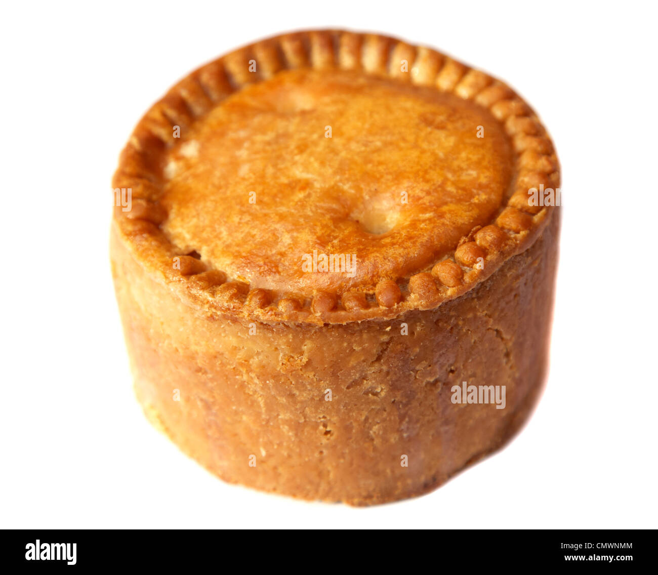 Ganze britische Pork Pie Studio auf weißem Hintergrund ausschneiden Stockfoto