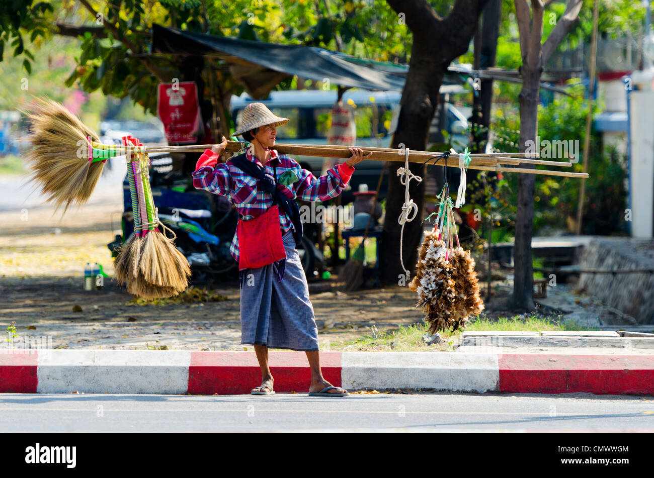 Straße Verkäufer, Mandalay, Myanmar Stockfoto