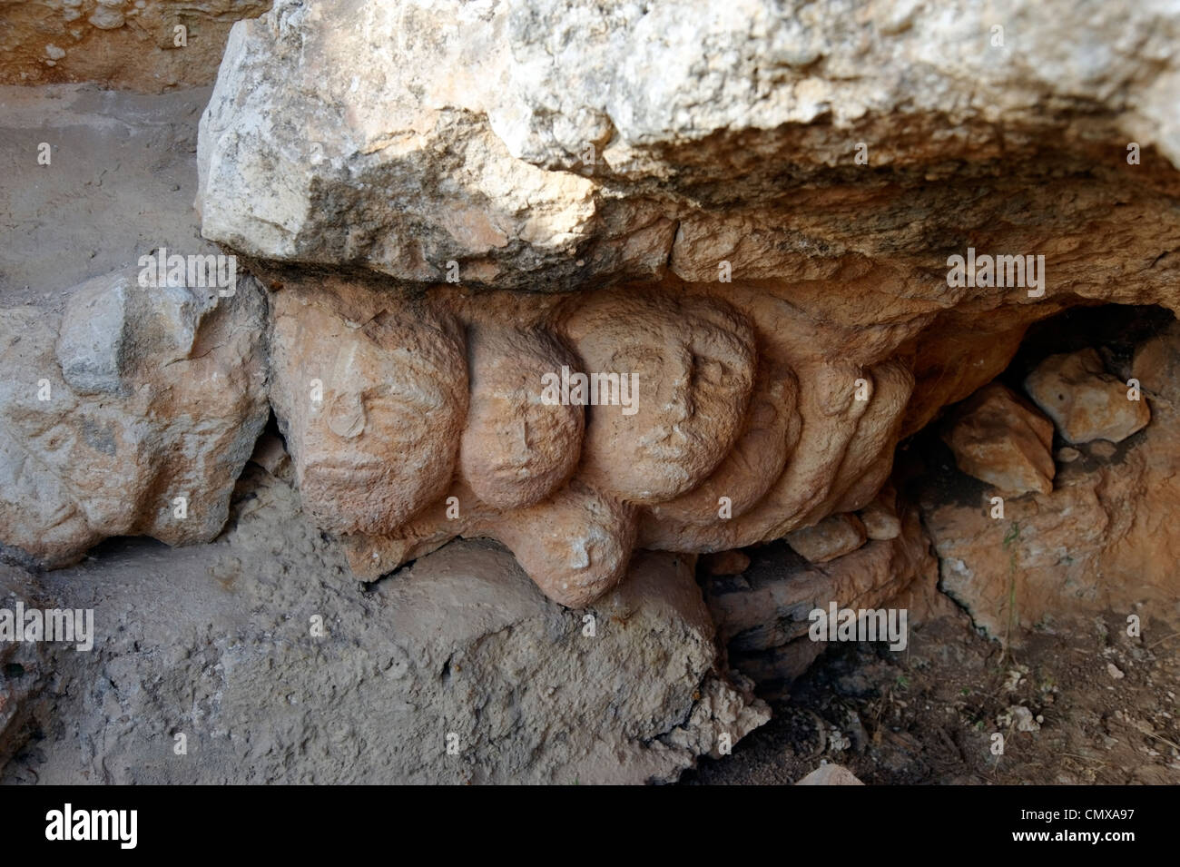 Slonta. Libyen. Blick auf den einzigartigen Felsen Skulpturen auf einen religiösen Kult Heiligtum von den Eingeborenen libyschen Bevölkerung. Stockfoto