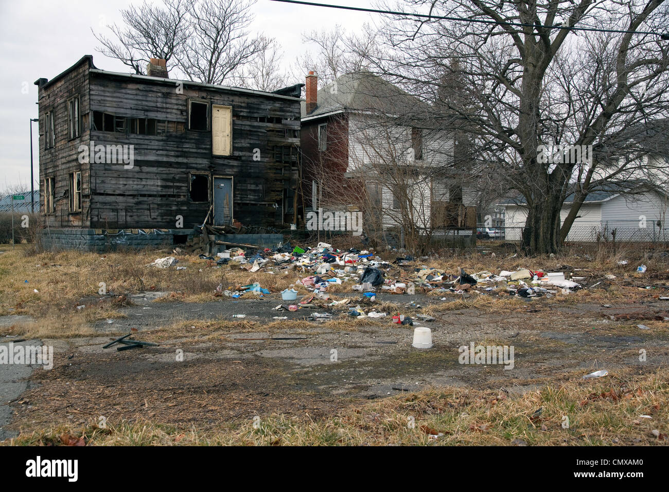 Verlassene Und Freie Hauser Detroit Michigan Usa Stockfoto Bild
