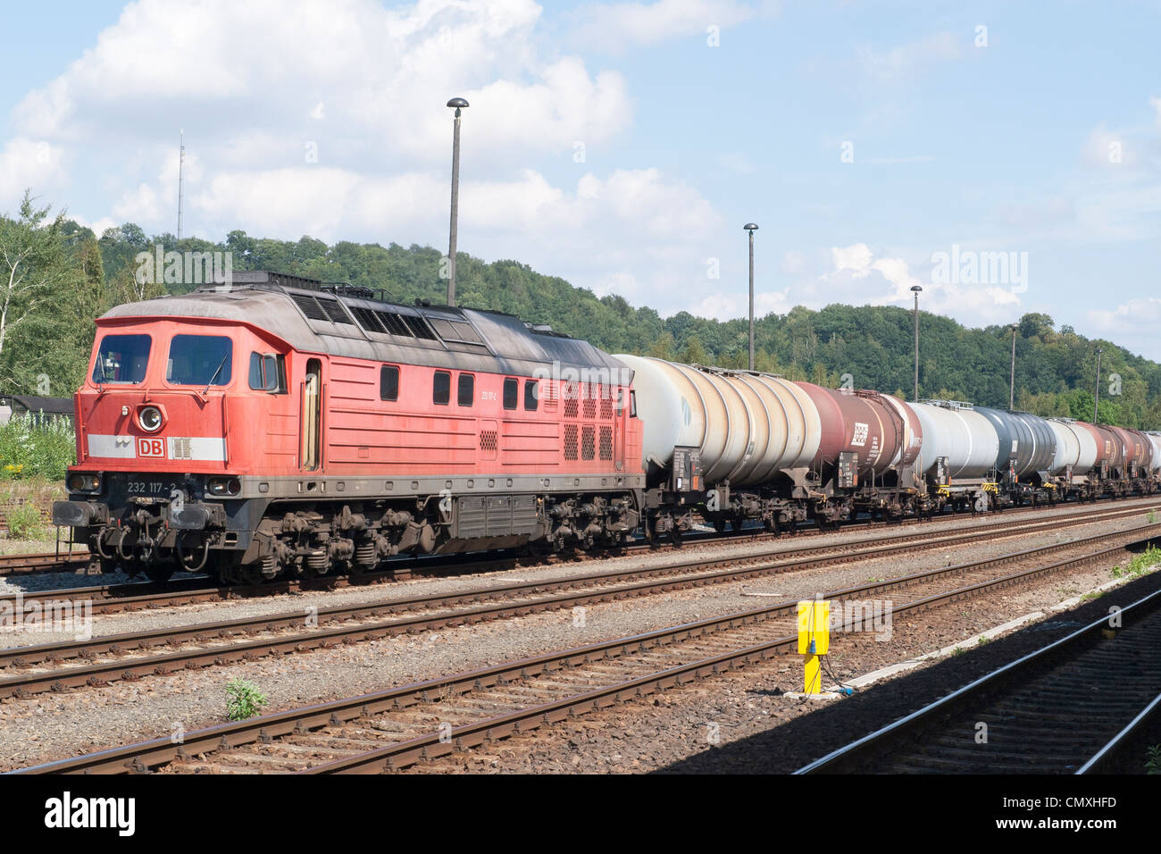 Deutsche Diesel-Güterzug bei Nossen, Deutschland Stockfoto