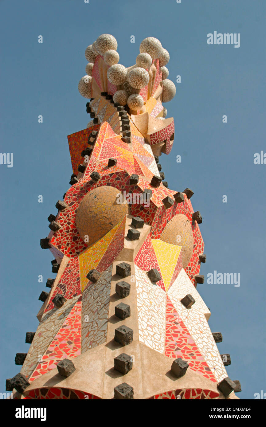 Gipfel von einem Turm der Sagrada Familia, Barcelona, Spanien Stockfoto