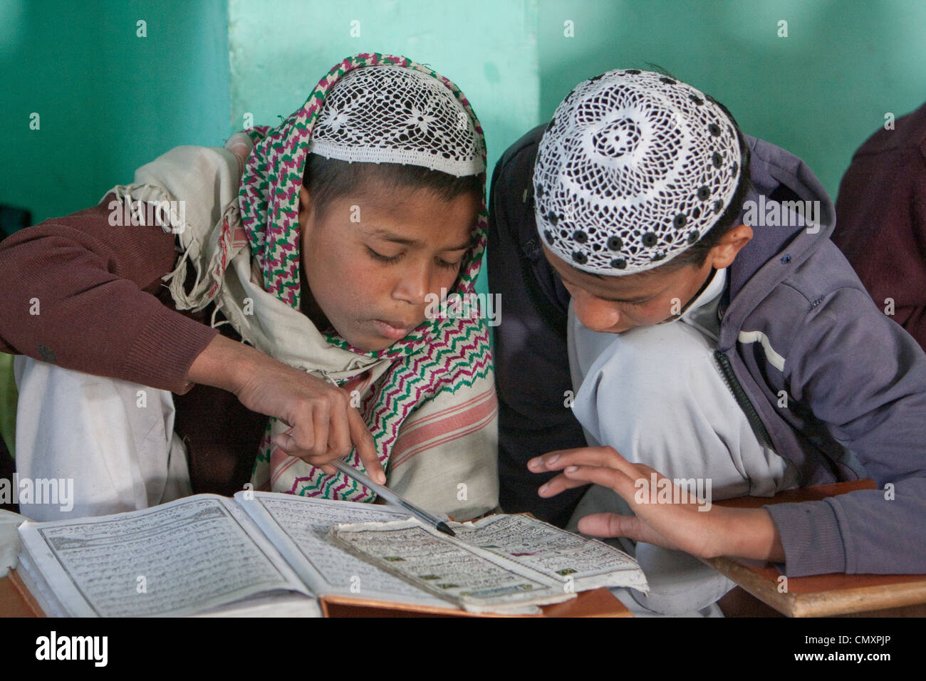 Madrasa ein Studium ihren Unterricht, Madrasa Imdadul Uloom Dehradun, Indien. Stockfoto