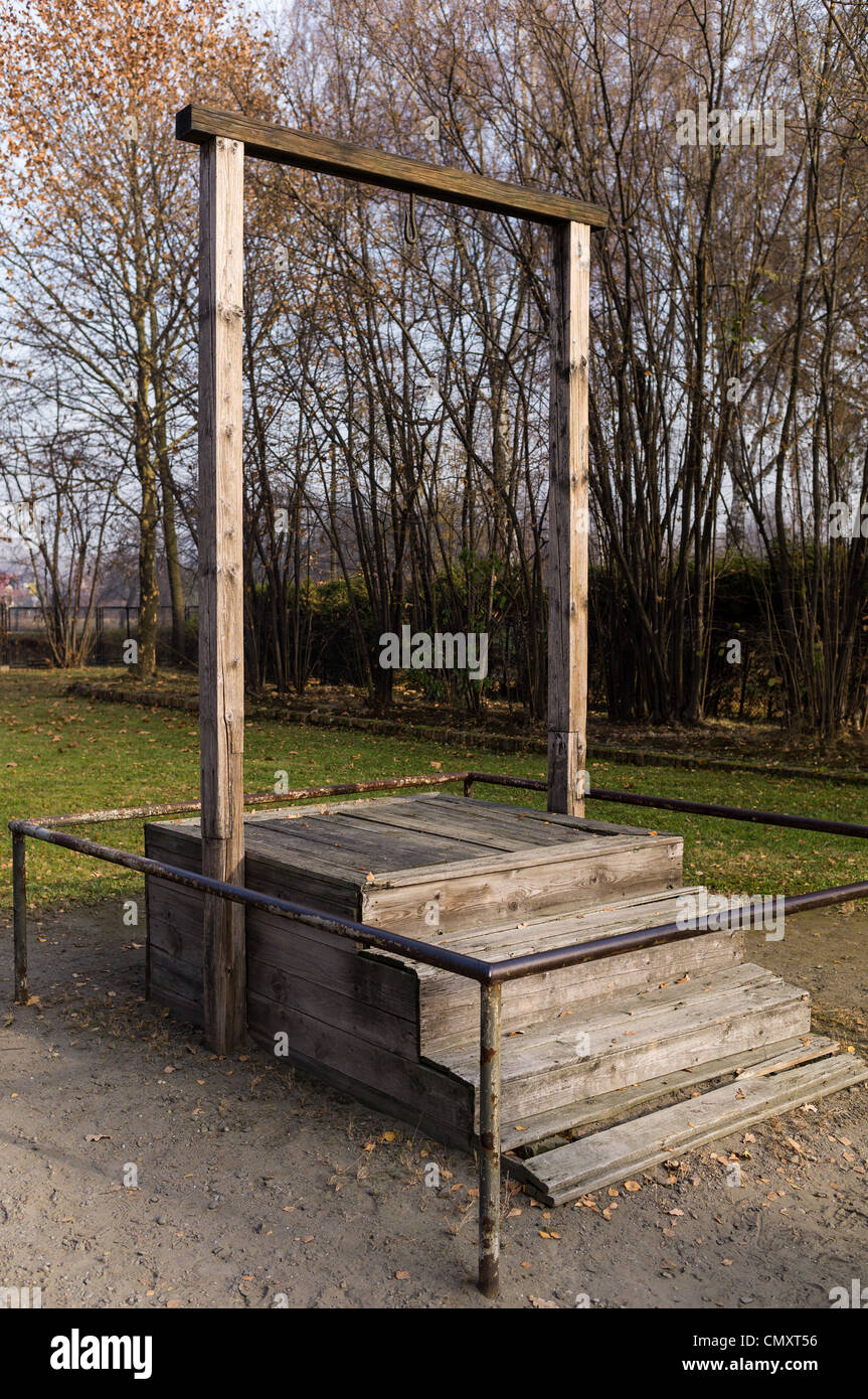 Der Galgen, an dem Rudolf Höß, Auschwitz Kz Kommandanten, aufgehängt wurde, Polen Stockfoto
