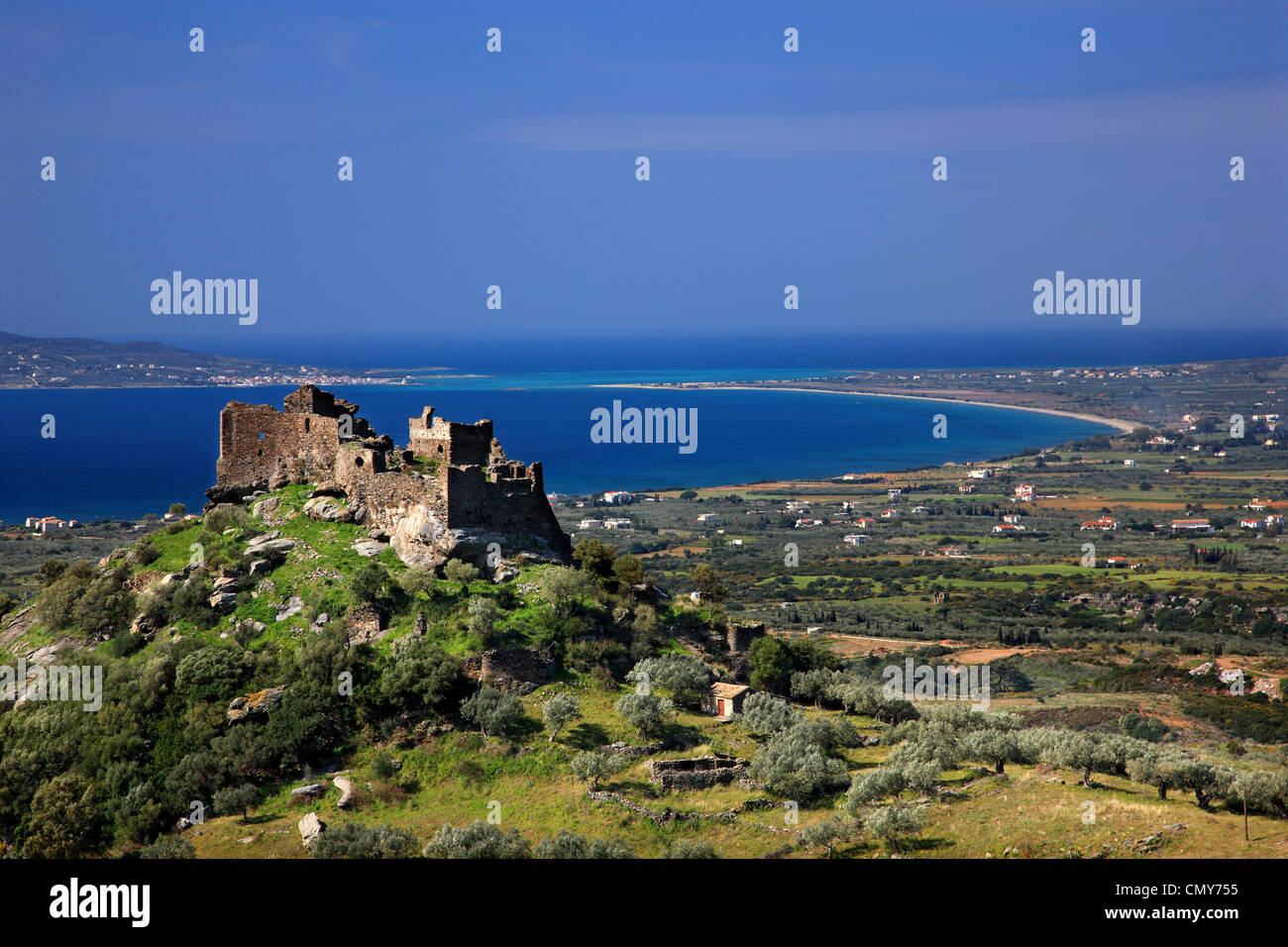 Die Burg von Agia Paraskevi, in der Nähe von Mesochori Dorf & Stadt Neapolis, Vatika, Lakonia, Peloponnes, Griechenland. Stockfoto