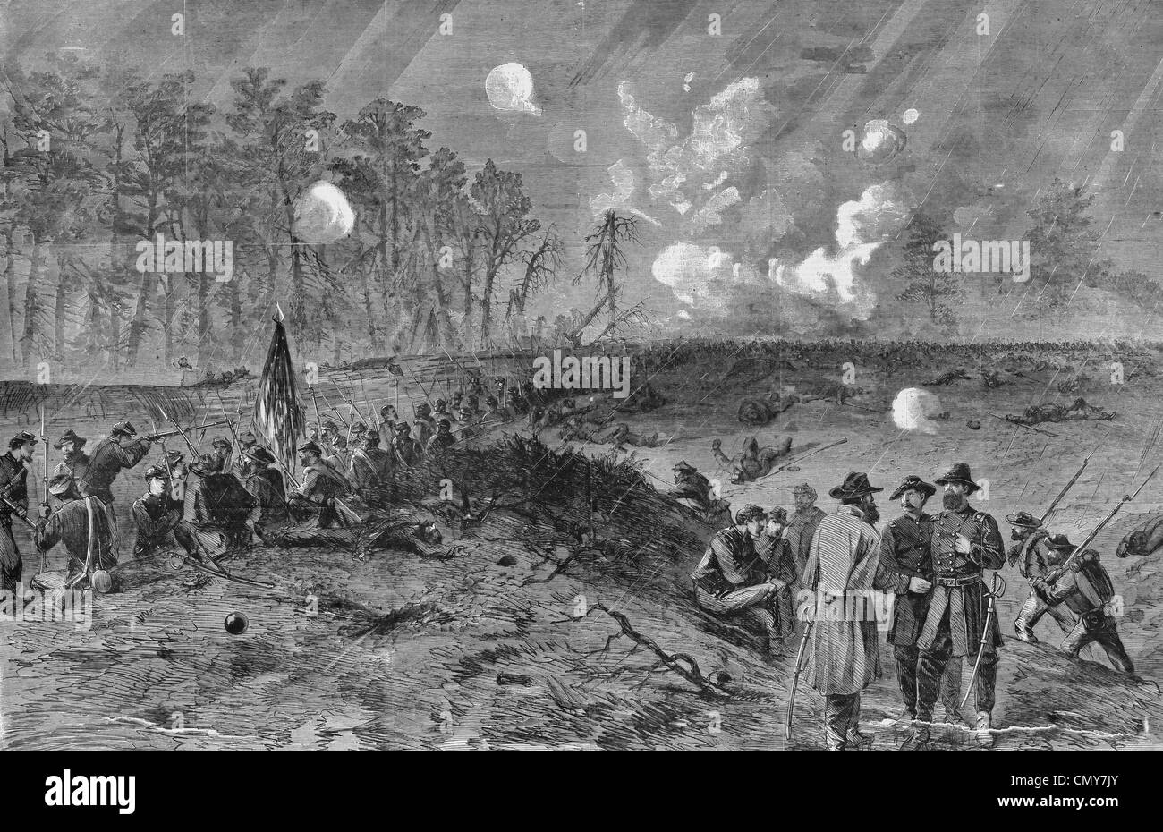 Armee des Potomac - The Struggle for Salient, in der Nähe von Spotsylvania, Virginia. 12. Mai 1864, während des Bürgerkriegs in USA Stockfoto