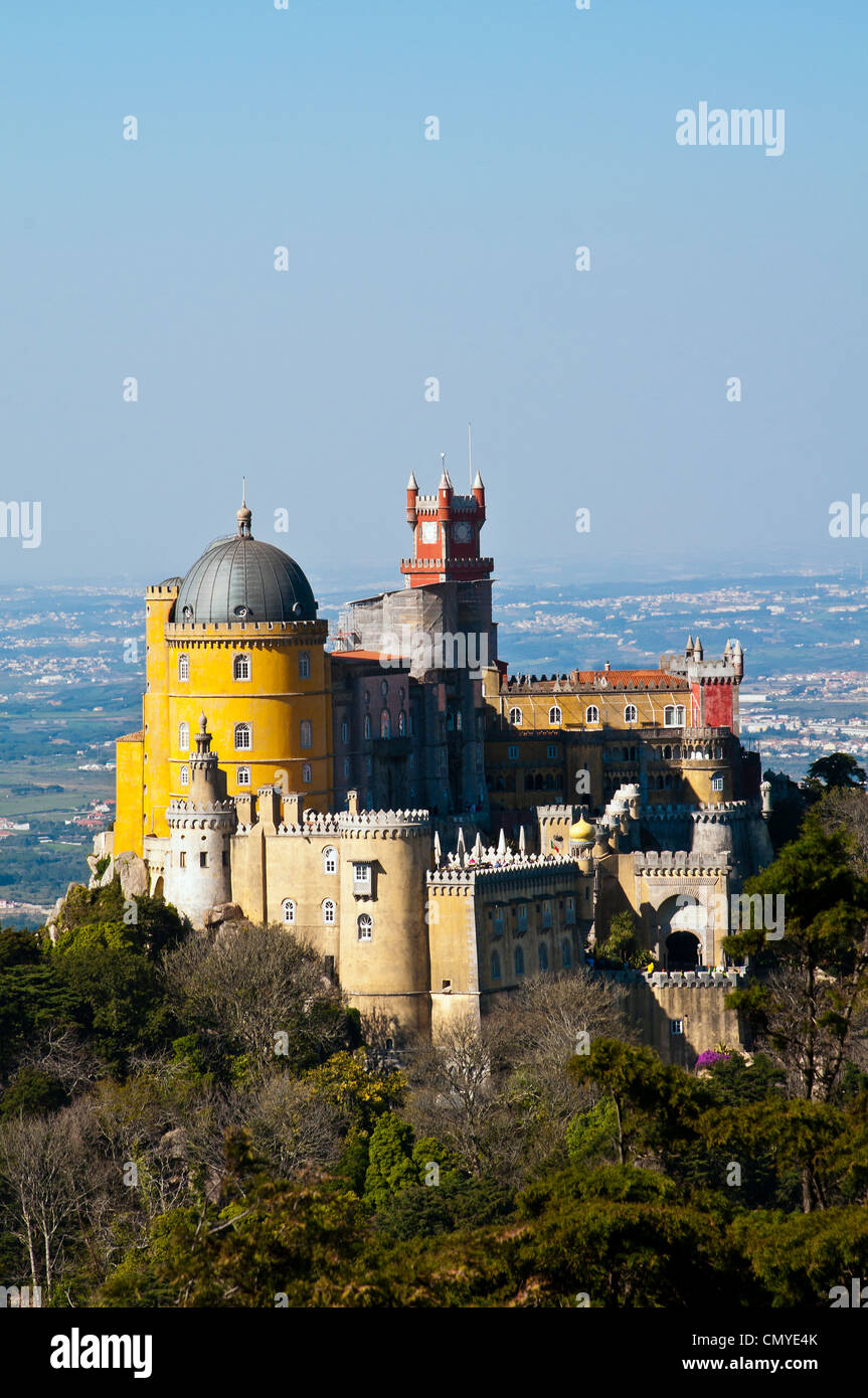 Panoramablick über den Pena Nationalpalast, Sintra, Portugal Stockfoto