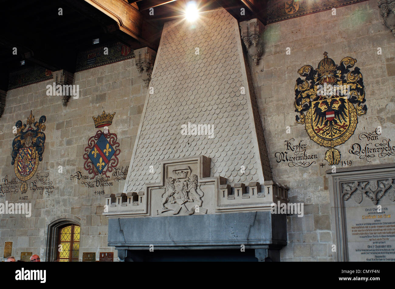 Belgien, Flandern, Gent, Rathaus Stadhuis, Befriedung Hall, Kamin  Stockfotografie