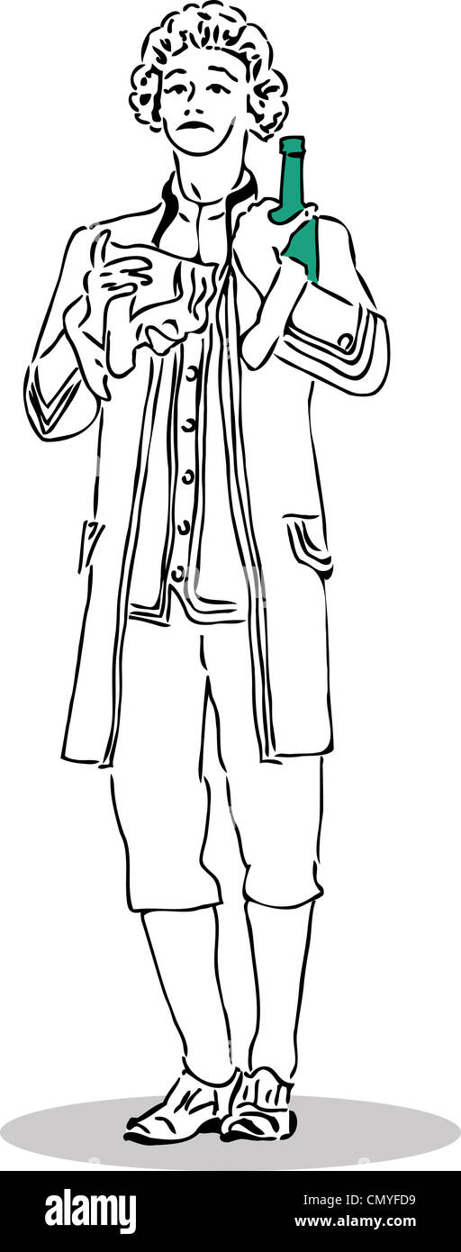 schwarz / weiß Bild einen Mann in einem alten Anzug Stockfoto