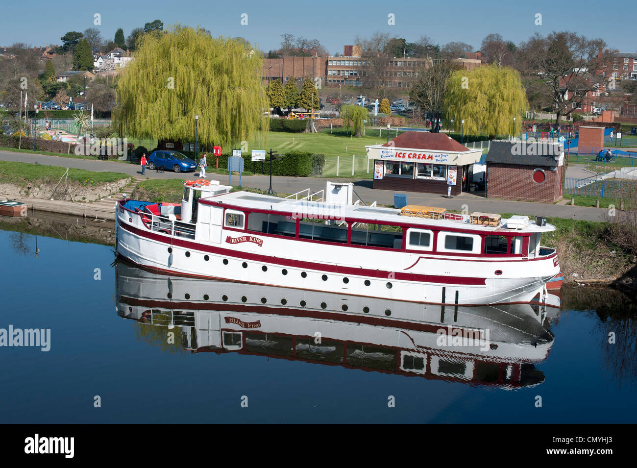 Vergnügungsschiff am Fluss Severn Stourport Worcestershire England Stockfoto