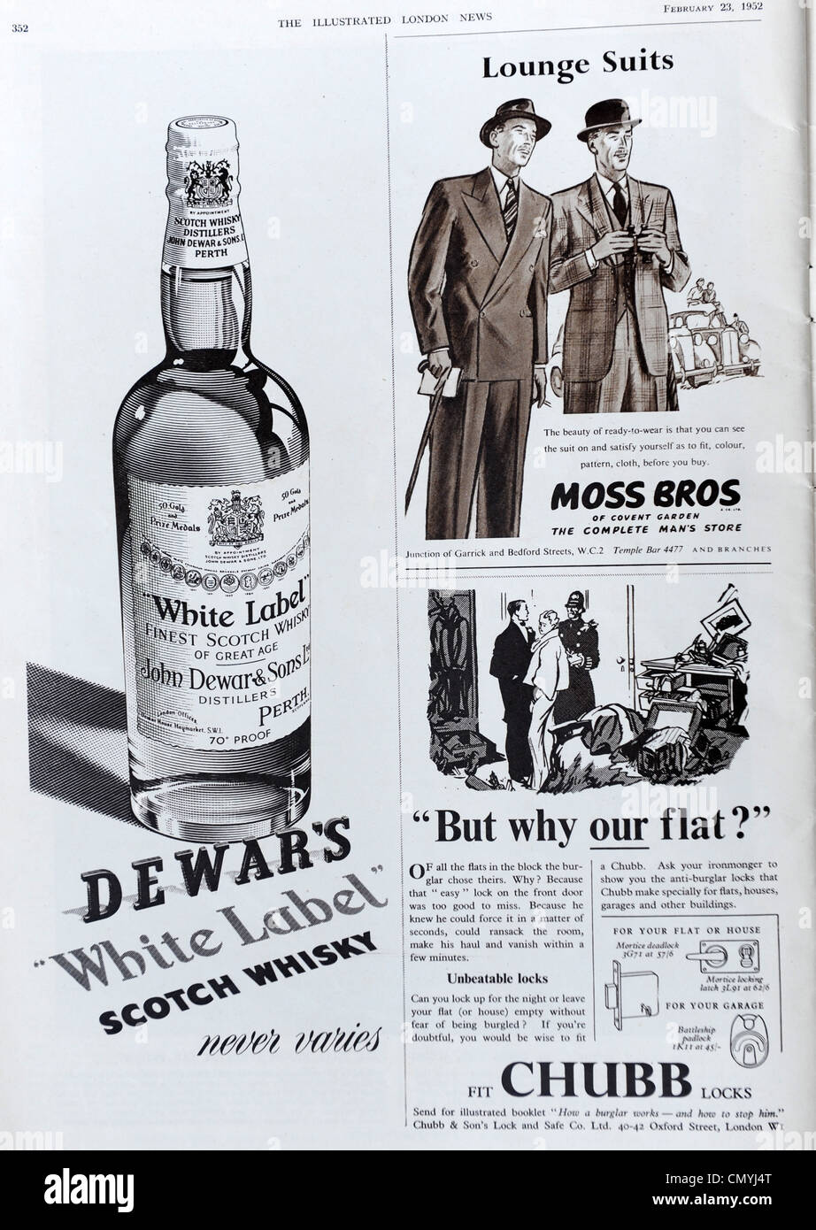 Anzeige in The Illustrated London News 23.02.52 Stockfoto