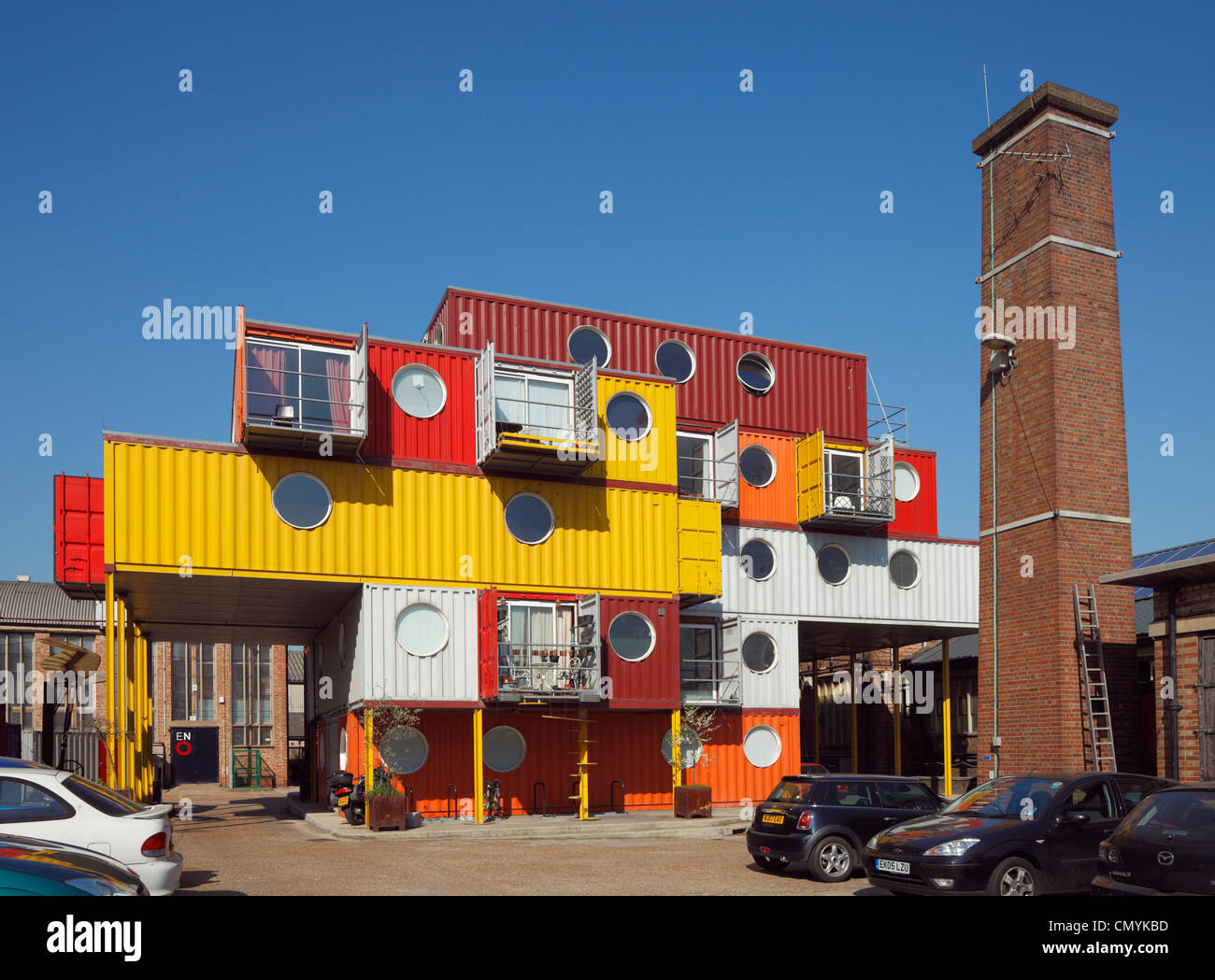 Containerstadt, Trinity Buoy Wharf. Stockfoto