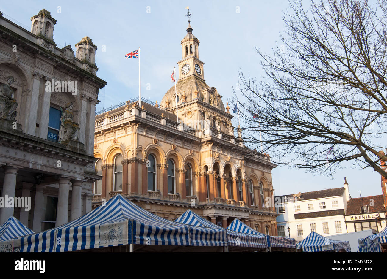 Ipswich Town Hall mit Markt-Vordächer. Suffolk. England Stockfoto