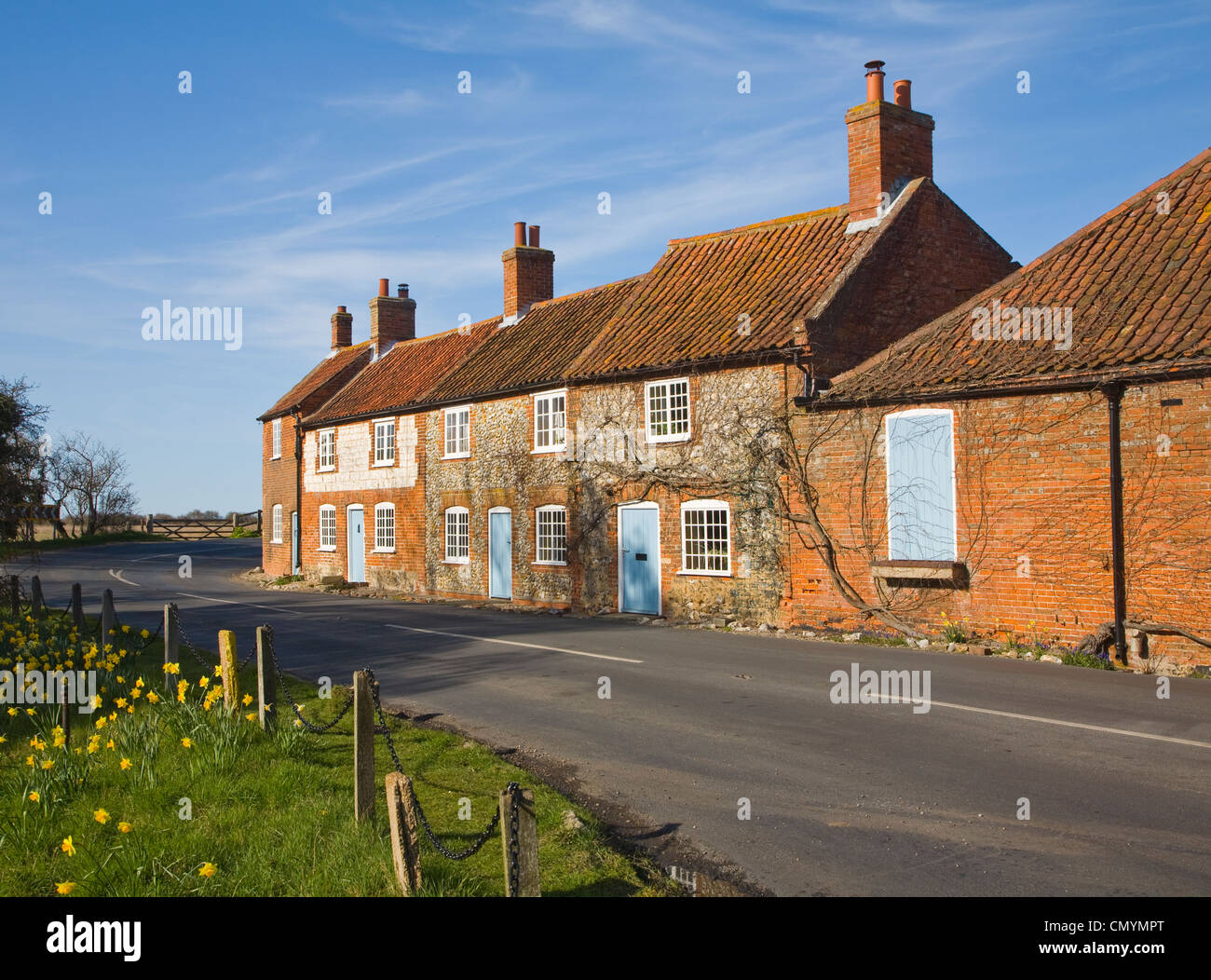 Schöne Ferienhäuser am Burnham Overy, Norfolk, England Stockfoto
