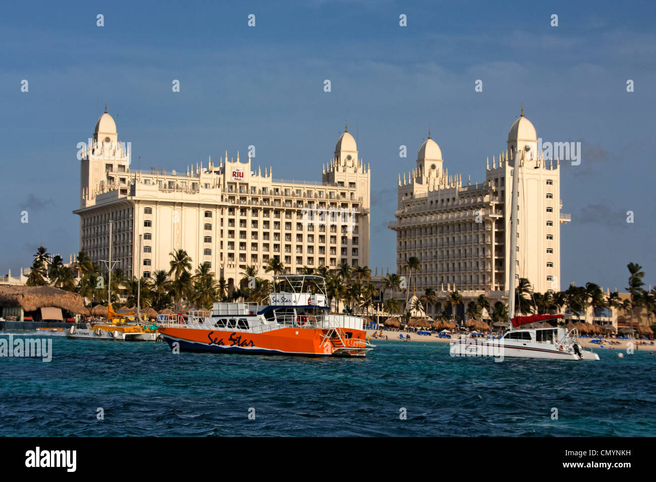 Aruba, Palm Beach, West Indies, Niederländische Karibik, Mittelamerika, Riu Hotel Casino Stockfoto