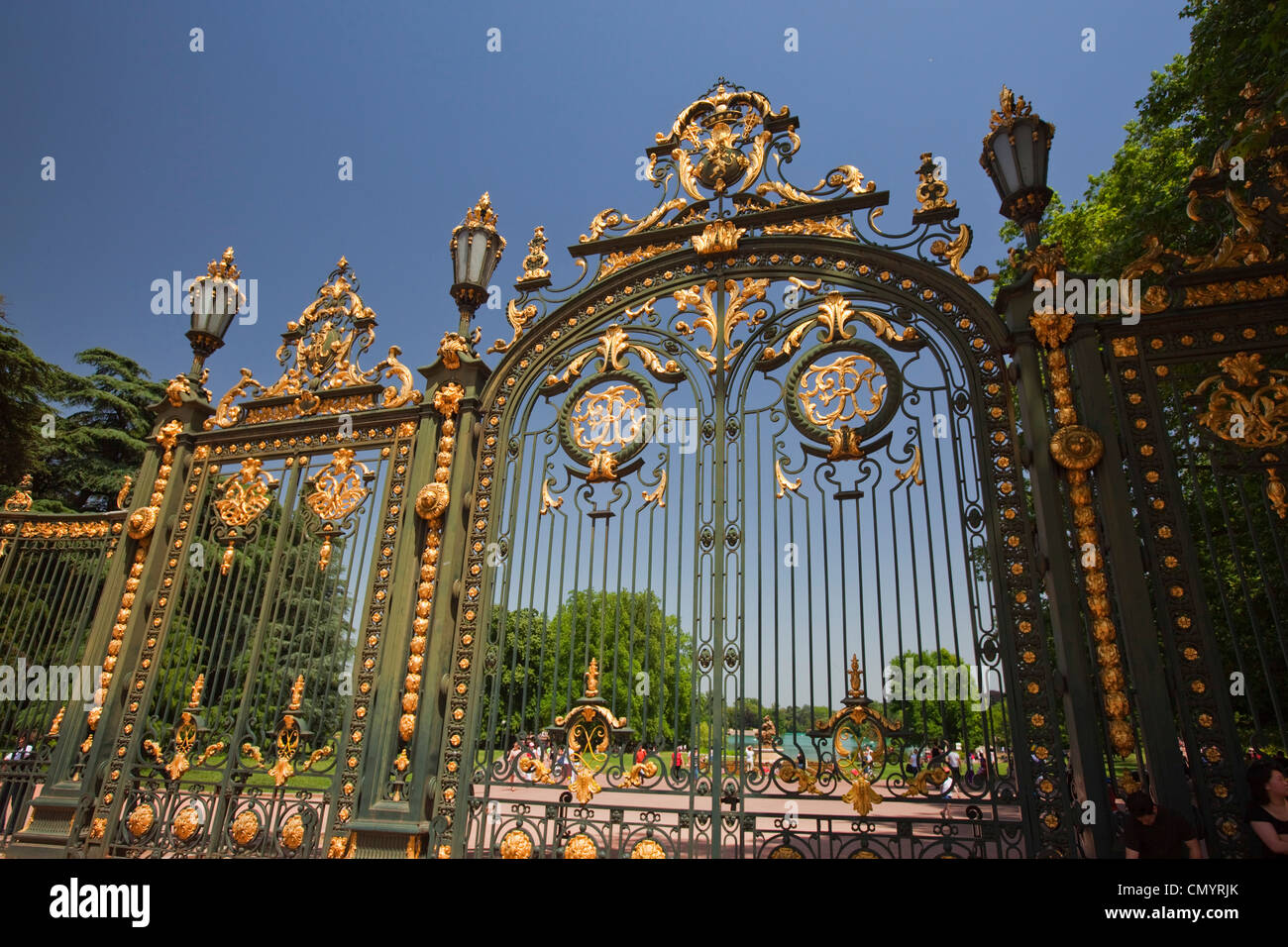 Schmiedeeisen Eingangstür des Parc De La Tête D oder Lyon, Rhone-Alpes, Frankreich Stockfoto