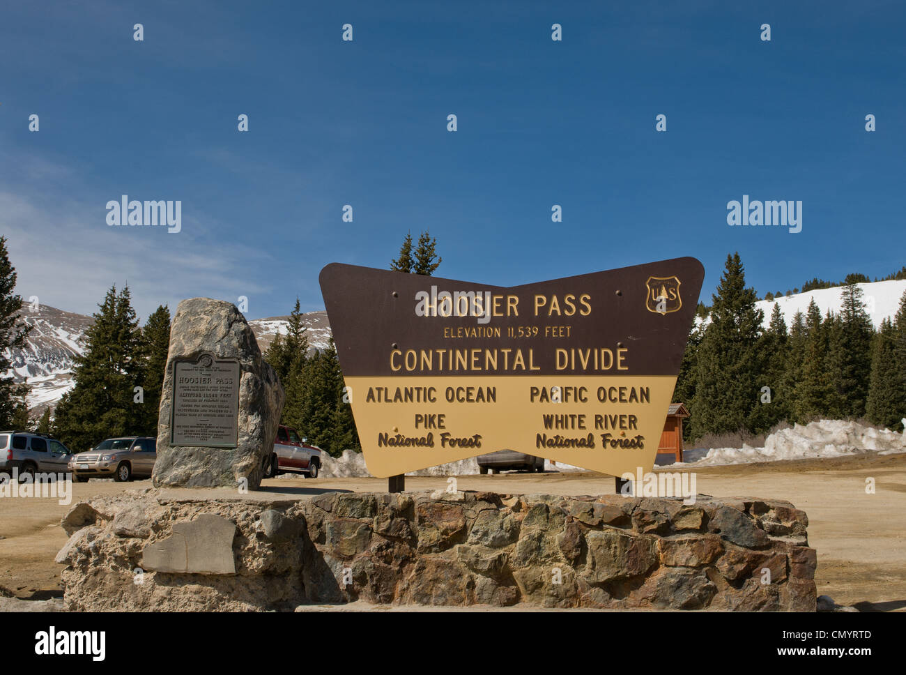 Hoosier Pass, Colorado, kontinentale Wasserscheide Stockfoto