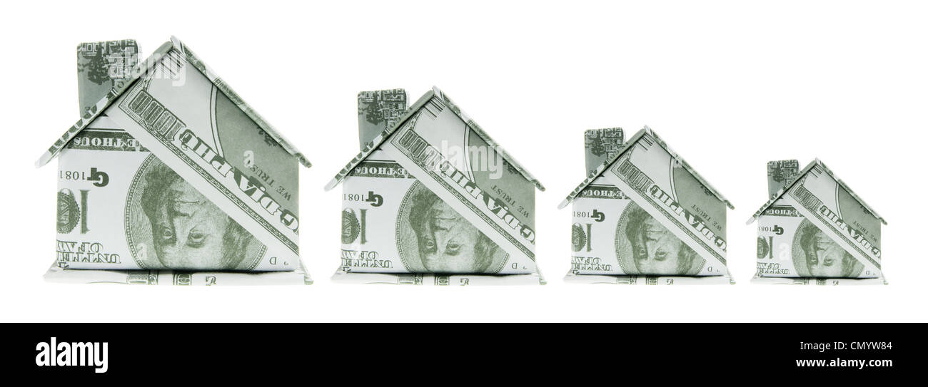 Miniatur-Banknote-Häuser Stockfoto
