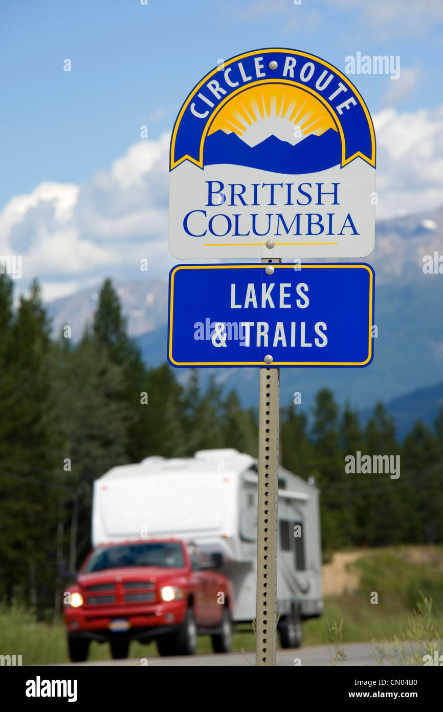 Britisch-Kolumbien Circle Route Straßenschild Stockfoto