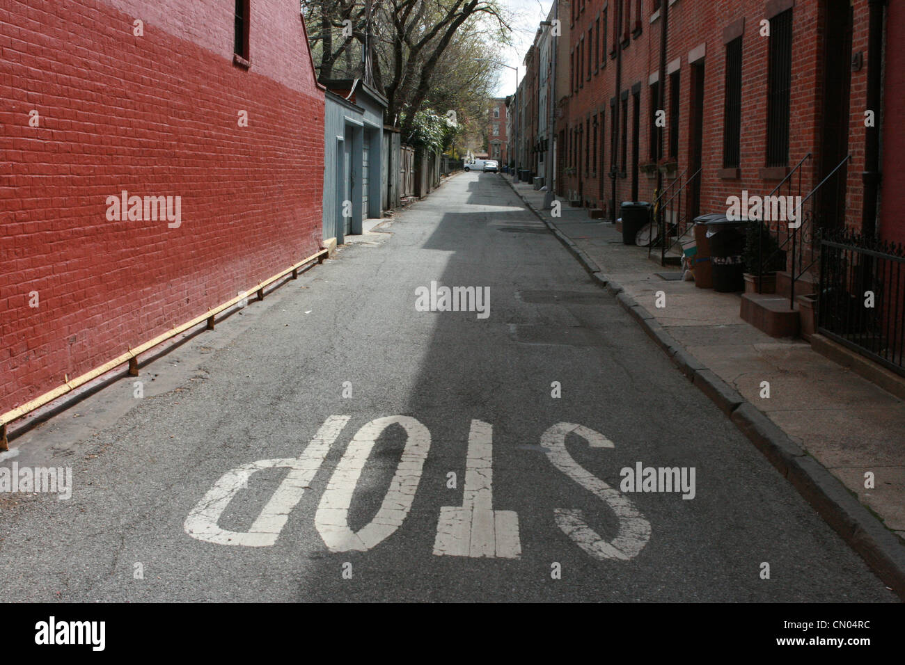 STOPPEN Sie, Veranda Platz, Cobble Hill, Brooklyn Stockfoto