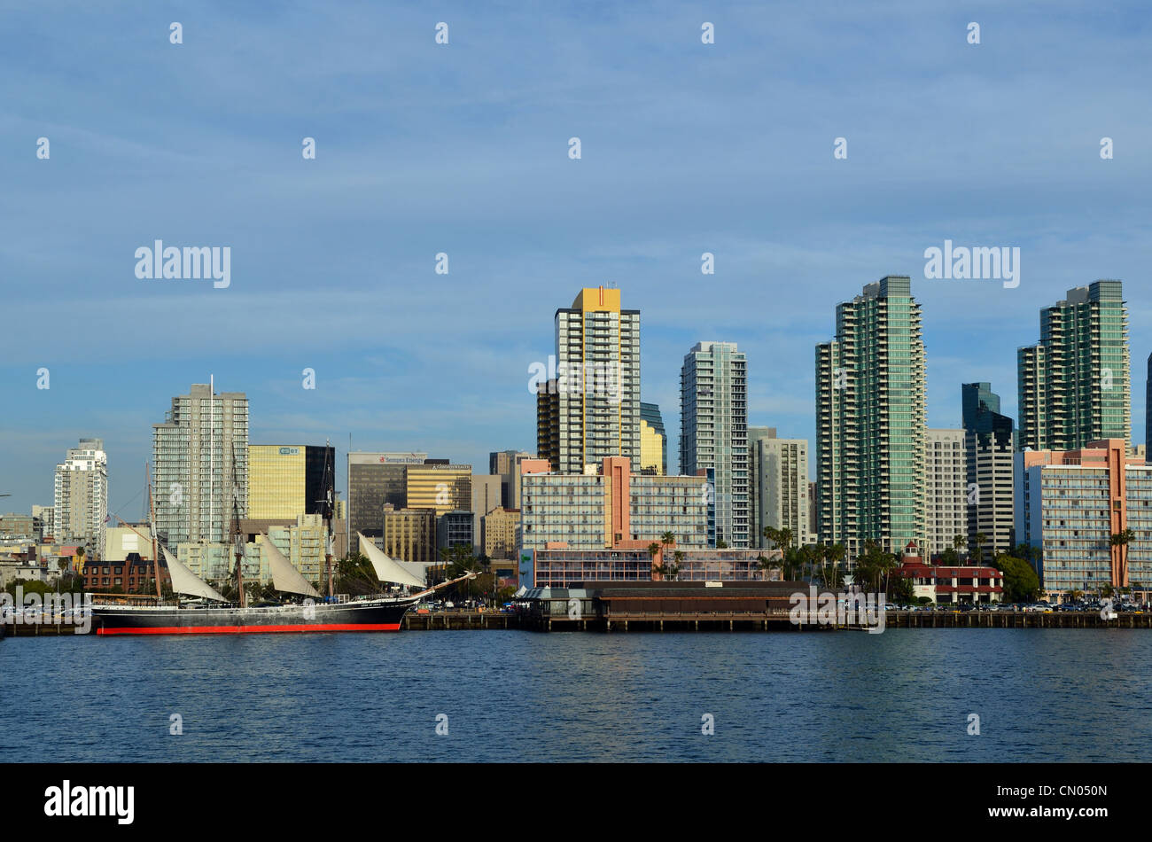 Wasser vorne Skyline. San Diego, Kalifornien, USA. Stockfoto