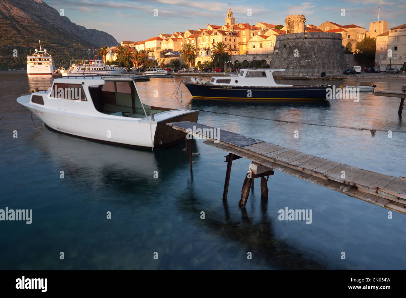 Hafen in Korcula, Insel Korcula, Dalmatien, Kroatien Stockfoto