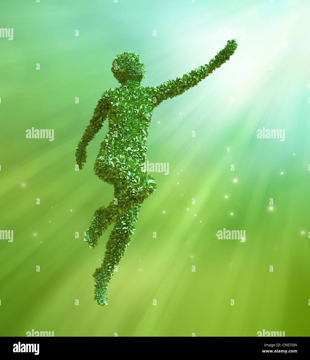 Mutter Natur - Blatt bedeckt weiblichen Charakter Stockfoto