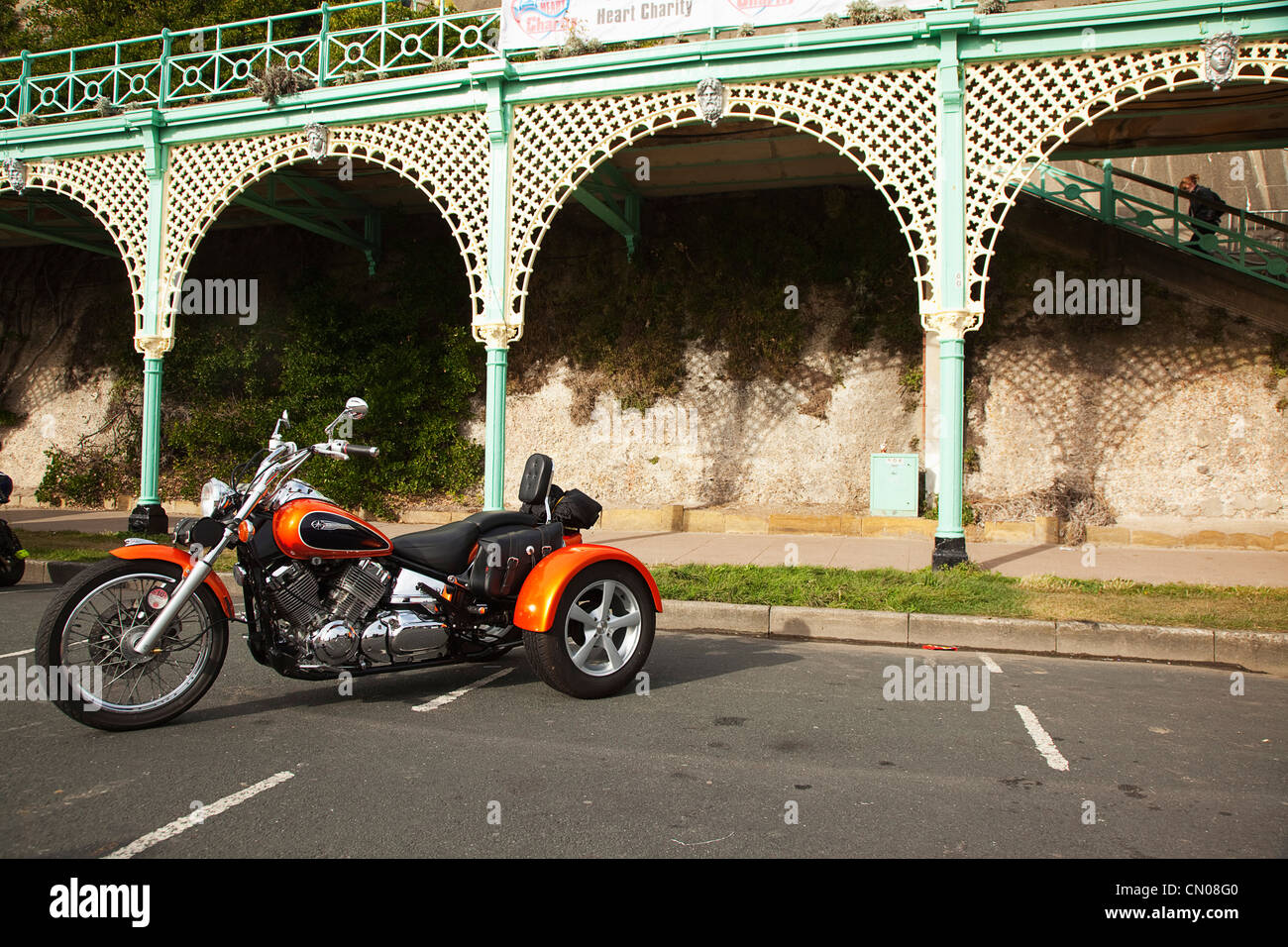 England, East Sussex, Brighton, 3 Rädern Trike Motorrad Festival auf Madeira fahren. Stockfoto