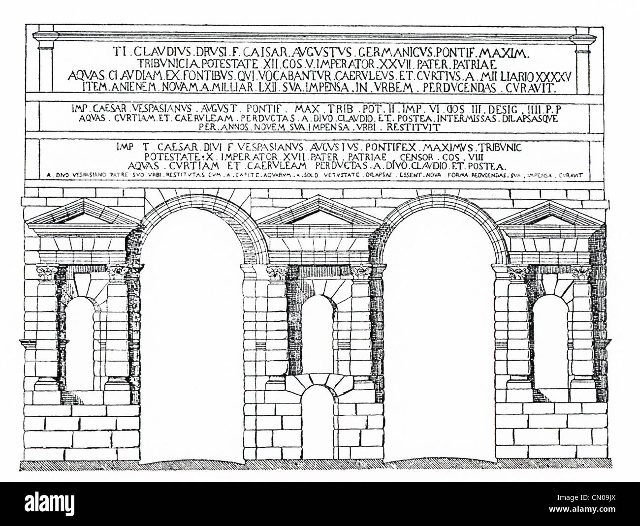 Die Porta Maggiore (antiken Porta Praenestina) in Rom unterstützt die Kanäle von zwei Aquädukte (Aqua Claudia und Anio Novus). Stockfoto