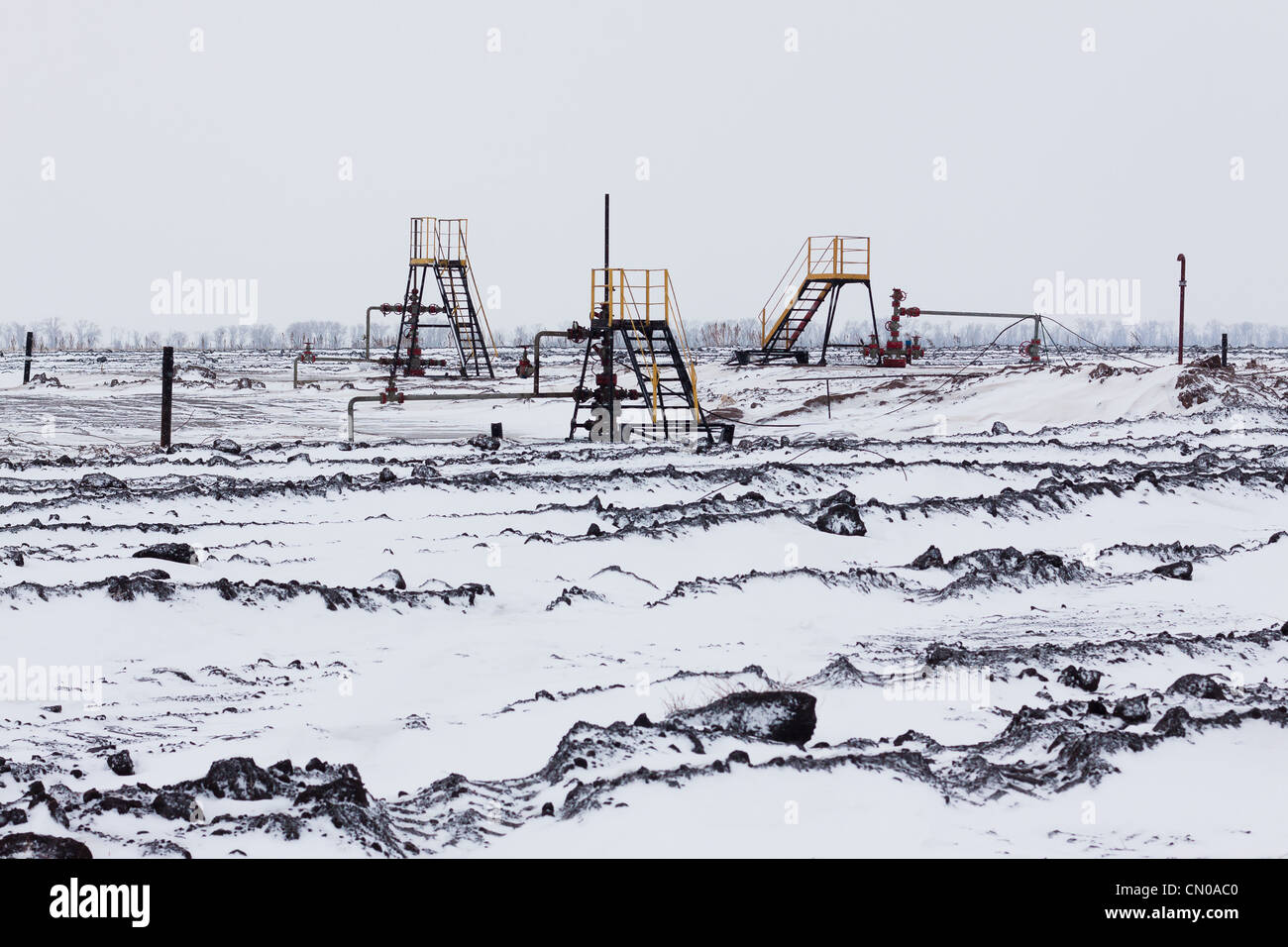 Öl-Bohrloch im Großraum Ölfeld Orenburg, Russland Stockfoto