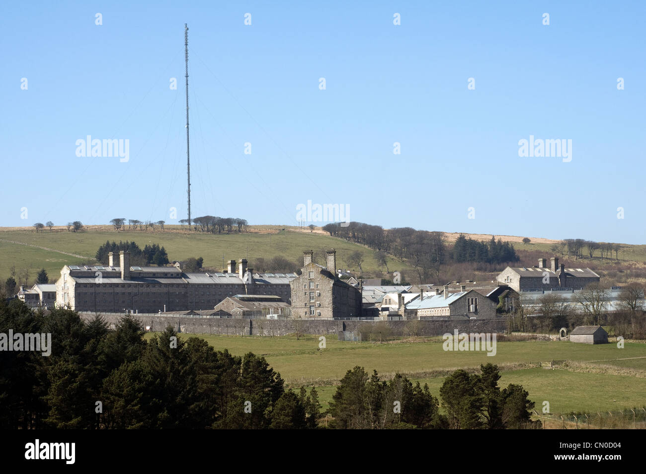 HM Prison Dartmoor ist eine Kategorie C Männer Gefängnis, befindet sich in Princetown, hoch auf Dartmoor in der englischen Grafschaft Devon. Stockfoto