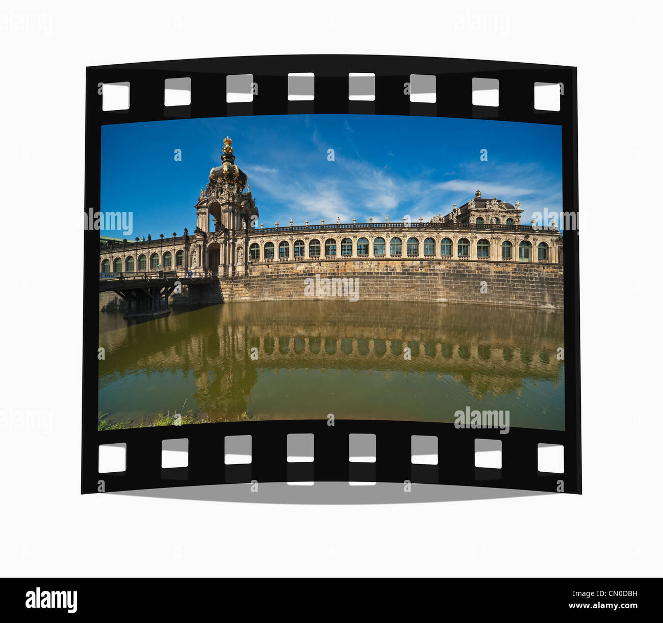 Filmstreifen: Blick über Zwinger Burggraben, Crown Gate, Dresden, Sachsen, Deutschland, Europa Stockfoto