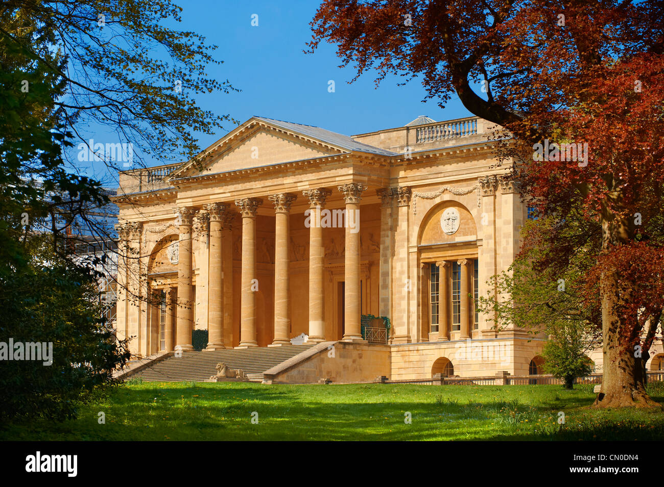 Norden von Stowe Vorderhaus, ehemalige Residenz der Herzöge von Buckingham Stockfoto