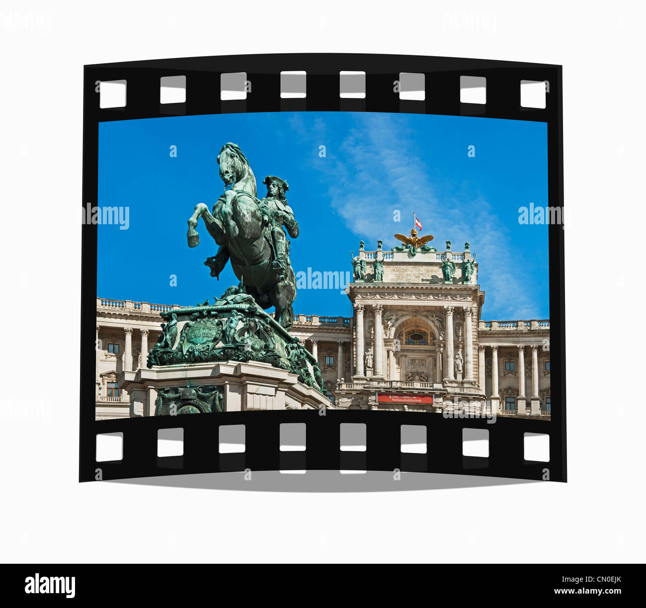 Filmstreifen: Das neue Schloss ist Teil der Wiener Hofburg und die monumentale Kaiserforum, Wien, Österreich Stockfoto