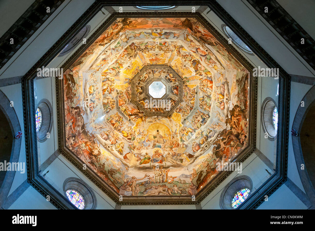 Florenz, Weltgericht Freskenzyklus im Dom Santa Maria del Fiore Stockfoto