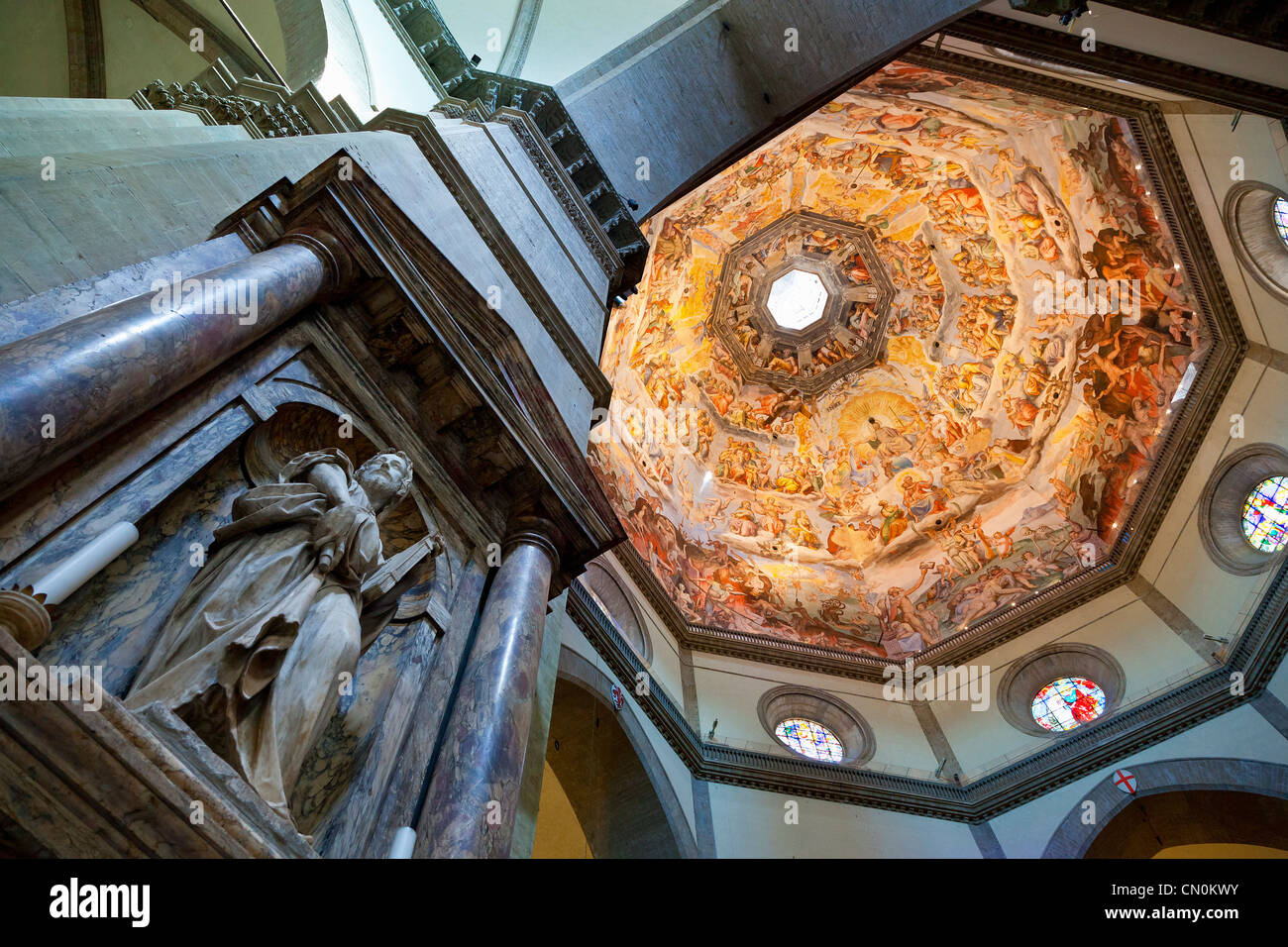 Florenz, Weltgericht Freskenzyklus im Dom Santa Maria del Fiore Stockfoto