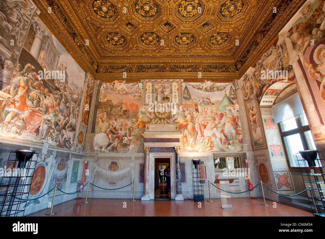 Europa, Italien, Florenz, Audienzsaal im Palazzo Vecchio, UNESCO-Weltkulturerbe, Stockfoto
