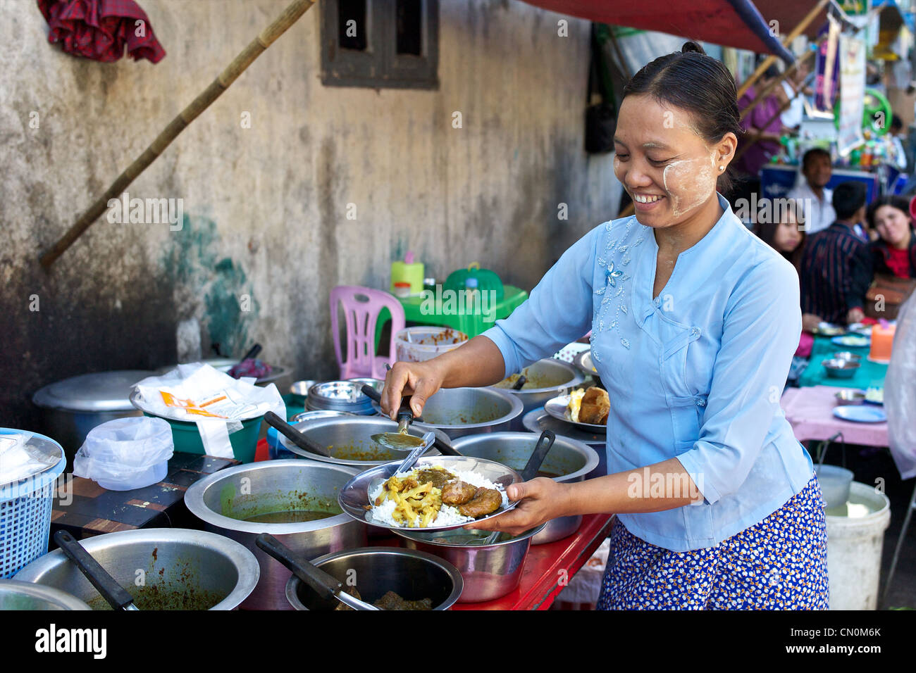 Straße-Essen auf den Straßen von Yangon (Rangoon), Myanmar (Burma) Stockfoto