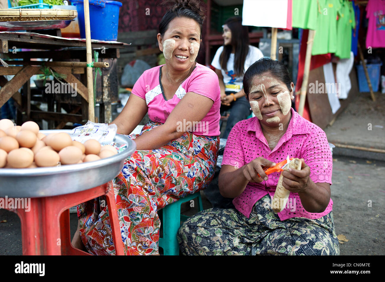 Suppen auf den Straßen von Yangon (Rangoon), Myanmar (Burma) Stockfoto