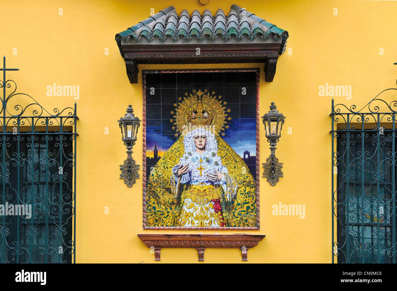 Spanien Sevilla Semana Santa Karwoche Ostern ein Bildnis der Jungfrau Maria von Macarena Stockfoto