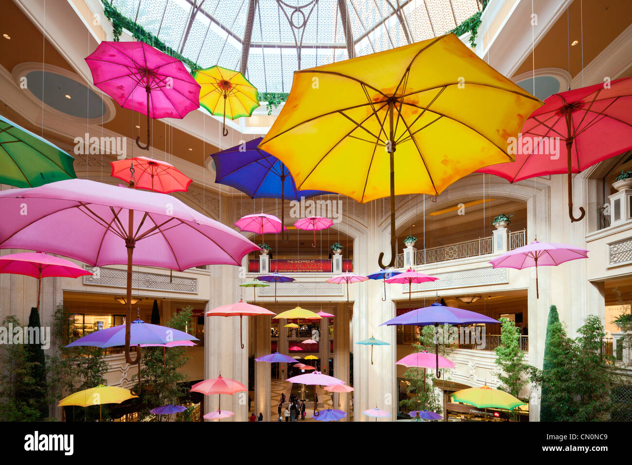 Hängende Schirme, Palazzo, Las Vegas-Paradies Stockfoto