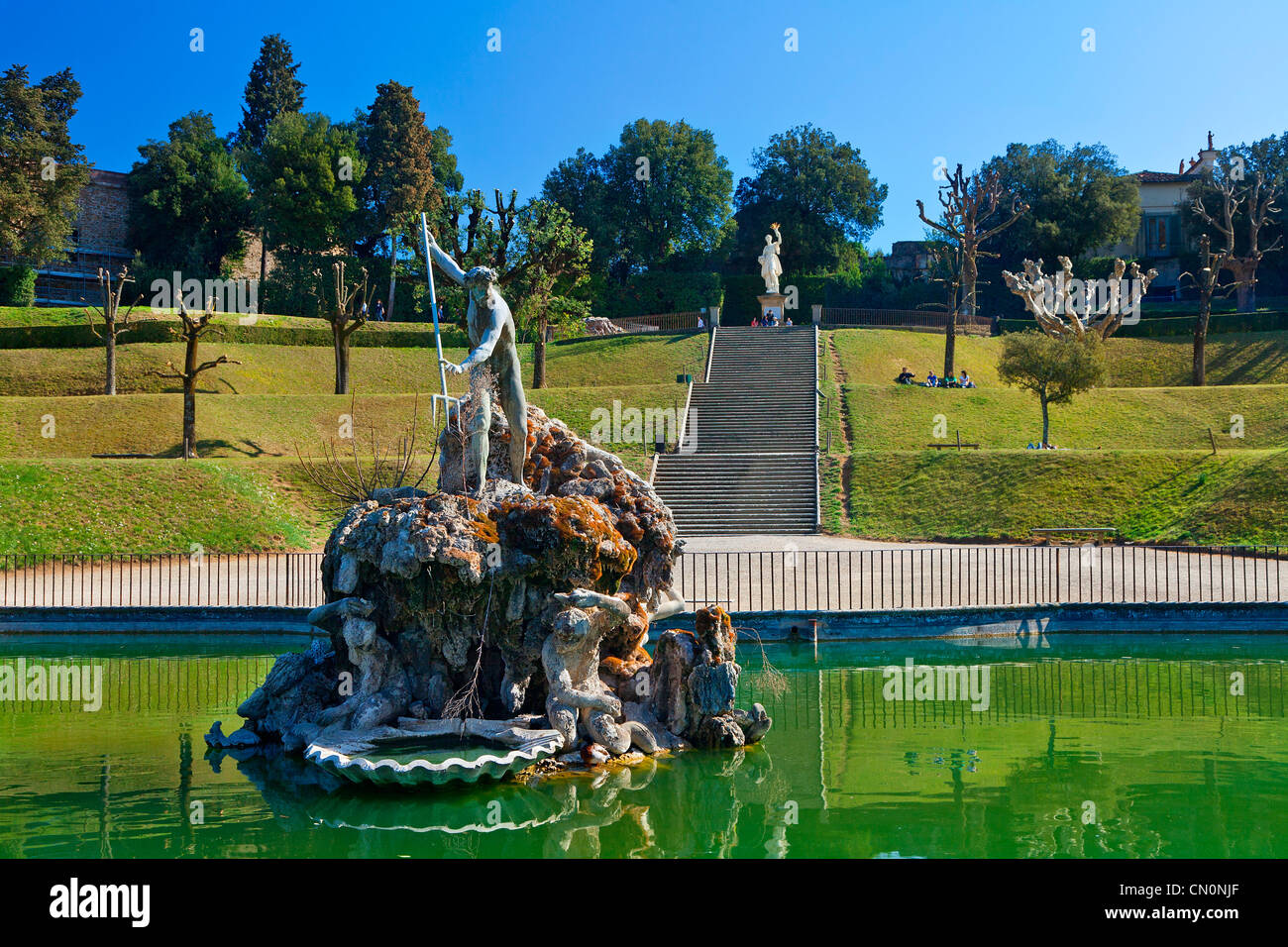 Europa, Italien, Florenz, Boboli Garten, Neptunbrunnen Stockfoto