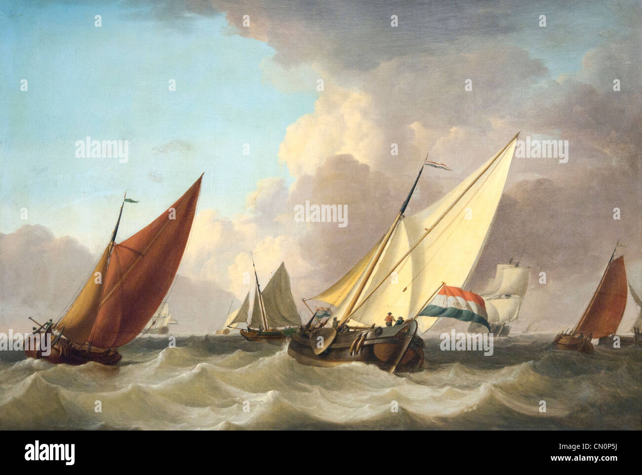 Holländische Schiffe im Wind von Jan van Os 1744 - 1808 Niederlande Niederlande Stockfoto