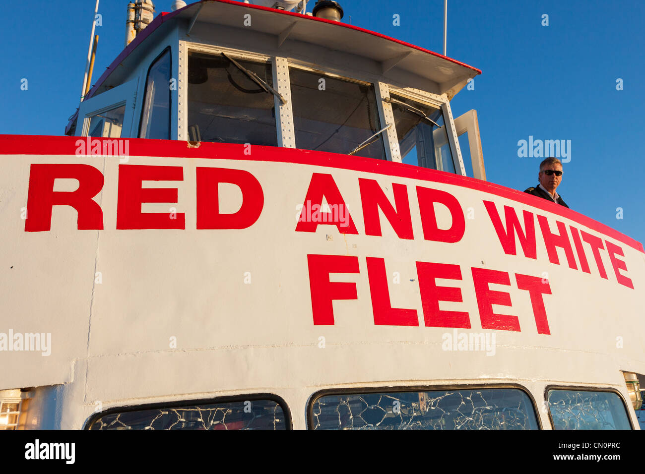 Rote und weiße Flotte Touristenboot San Francisco Kalifornien, USA Stockfoto