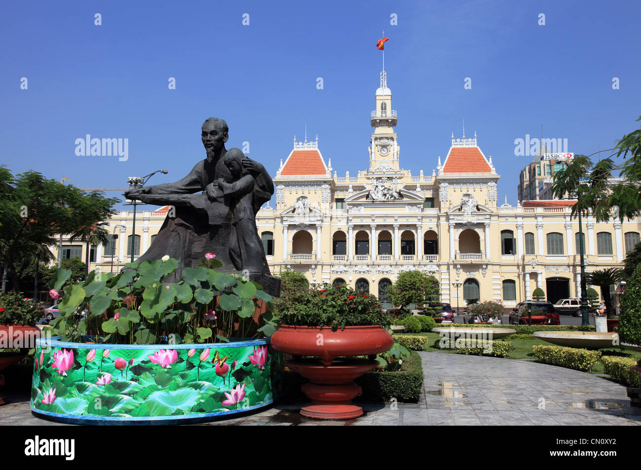 Statue von Ho Chi Minh City Hall, Ho Chi Minh Stadt, Vietnam Stockfoto