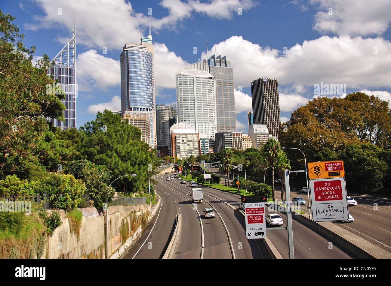 Der Cahill Expressway, Central Business District von Domain, Sydney, New South Wales, Australien Stockfoto